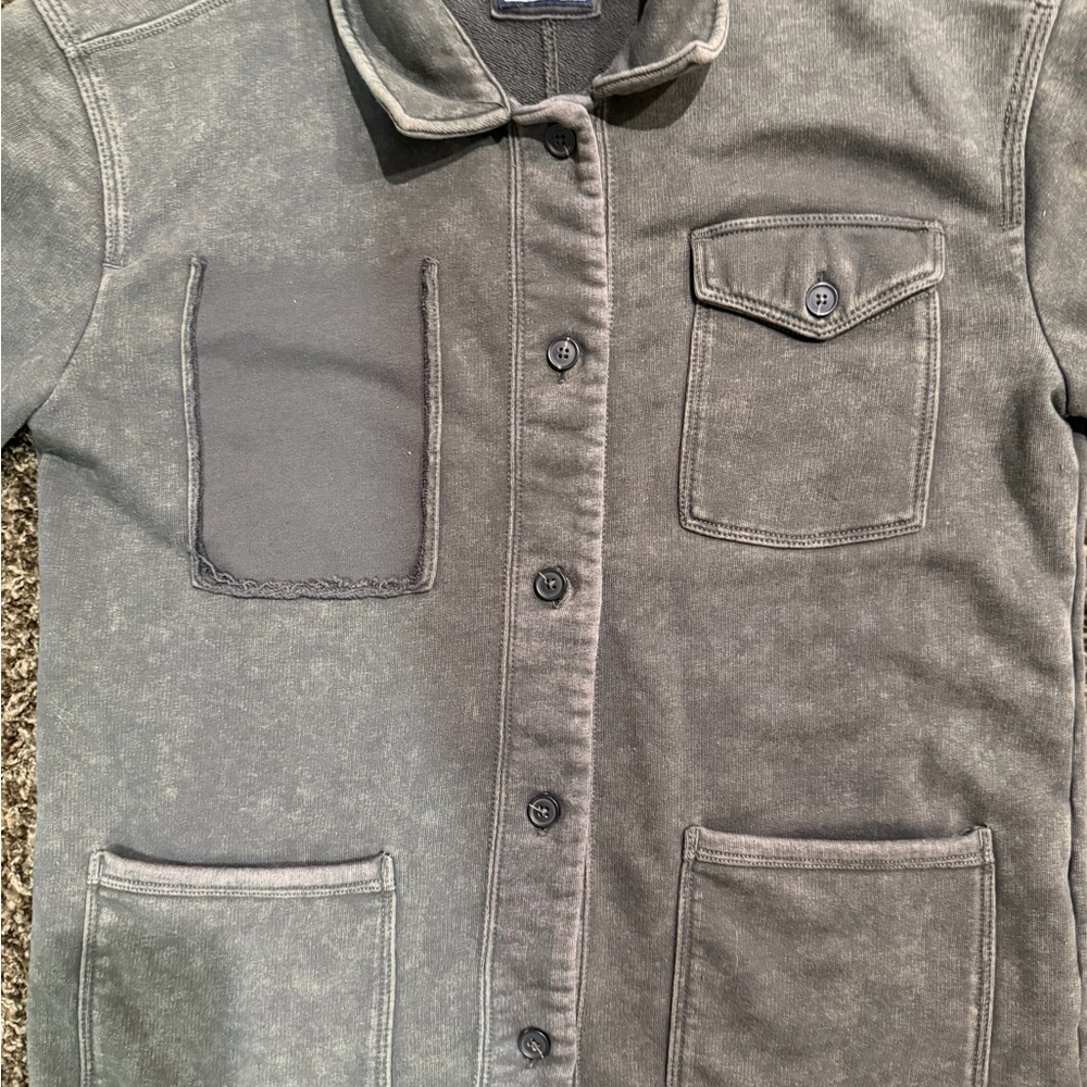 Men's dark green neutral Button-Front sweater with trench coat style - Picture 2 of 5